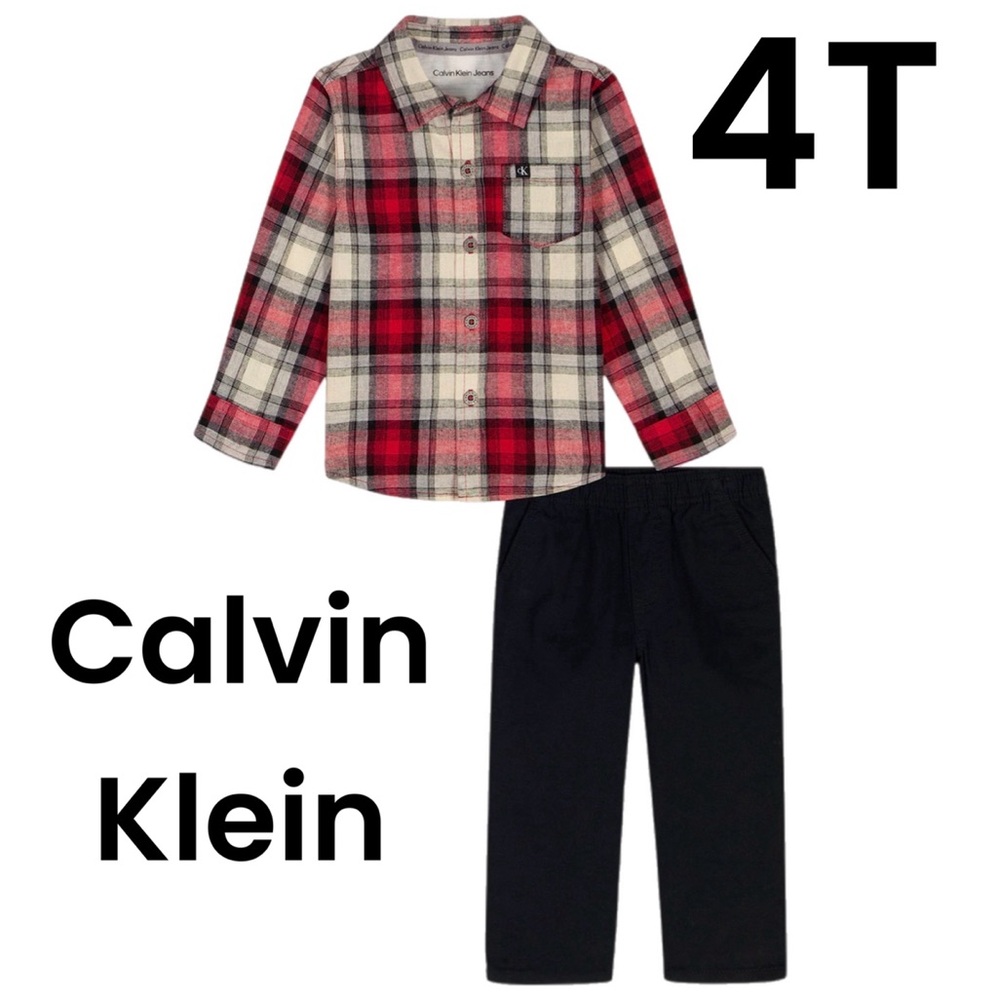 Calvin Klein Woven Shirt and Pants, 2-Piece Set
